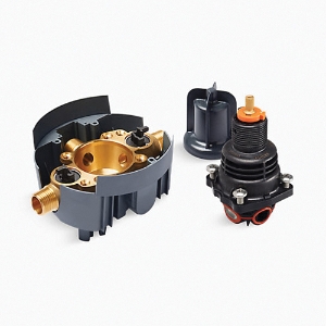 Kohler® 28304-KS-NA Thermostatic Valve Body and Cartridge with Stop, 1/2 in NPT Inlet x 1/2 in NPT Outlet, 45 psi Pressure, 9 gpm Flow Rate, Brass/Plastic Body