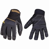 Youngstown® 03-3060-80-L Utility Plus Heavy Duty General Purpose Gloves, Protective, L, Synthetic Leather Palm, 3-Ply 100 D Bonded Nylon/Polyester Block Jersey/Terrycloth, Black, FlexMesh Cuff, Resists: Water and Oil, Unlined Lining