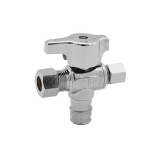 LEGEND 114-802NL T-597NL 1/4 Turn Dual Outlet Supply Stop Valve, 1/2 x 3/8 x 1/4 in Nominal, F1960 PEX x Compression x Compression End Style, 125 psi Pressure, Brass Body, Polished Chrome