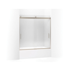 Kohler® 706000-L-ABV Levity® Sliding Bath Door, Frameless Frame, Clear Tempered Glass, Anodized Brushed Bronze, 1/4 in THK Glass, 54-7/8 in H Opening, 56-5/8 to 59-5/8 in W Opening