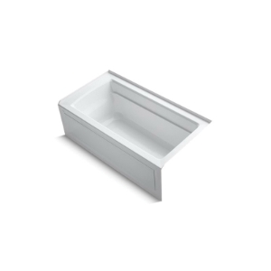 Kohler® 1123-RA-0 Archer® Bathtub with Integral Apron and Integral Flange, Soaking Hydrotherapy, Rectangle Shape, 60 in L x 32 in W, Right Drain, White