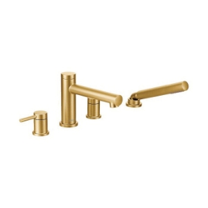 Moen® T394BG Align™ Widespread Roman Tub Faucet, 1.75 gpm Flow Rate, 10 to 24 in Center, Brushed Gold, 2 Handles, Function: Traditional