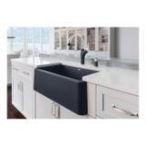 Blanco 401734 IKON™ SILGRANIT® Apron Front Composite Sink, Rectangle Shape, 30 in W x 10 in D x 19 in H, Granite, White