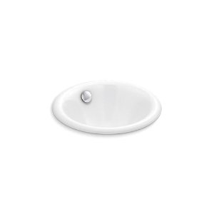 Kohler® 20211-0 Iron Plains® Bathroom Sink With Overflow Drain, Round Shape, 12 in W x 12 in D x 6-5/16 in H, Drop-In/Under Mount, Enameled Cast Iron, White