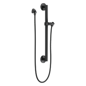 DELTA® 51600-BL Universal Showering Adjustable Straight Slide Bar/Grab Bar Assembly, 24 in L Bar, Matte Black