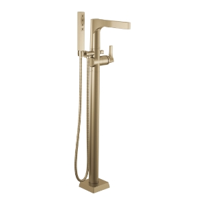 DELTA® T4774-CZFL Zura® Floor Mount Tub Filler, 2 gpm Flow Rate, Champagne Bronze, 1 Handle