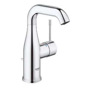 GROHE 2348500A Essence™ New M-Size Centerset Lavatory Faucet, 1.2 gpm Flow Rate, 6.313 in H Spout, 1 Handle, Pop-Up Drain, 1 Faucet Hole, StarLight® Polished Chrome, Function: Traditional