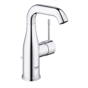 GROHE 2348500A Essence New M-Size Centerset Lavatory Faucet, 1.2 gpm Flow Rate, 6.313 in H Spout, 1 Handle, Pop-Up Drain, 1 Faucet Hole, StarLight® Polished Chrome, Function: Traditional