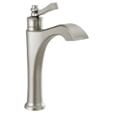 DELTA® 656-SS-DST Dorval™ Mid-Height Vessel Bathroom Faucet, Commercial/Residential, 6-3/16 in Spout, 7-1/4 in H Spout, Stainless, 1 Handle