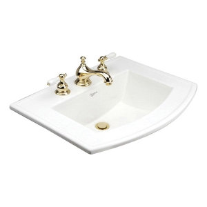 Mansfield® 268-4 WH Barrett™ Transitional Self-Rimming Lavatory With Consealed Front Overflow, Barrett™, Rectangle Shape, 4 in Faucet Hole Spacing, 23-1/16 in W x 18-5/8 in D x 7-7/8 in H, Drop-In Mount, Vitreous China, White