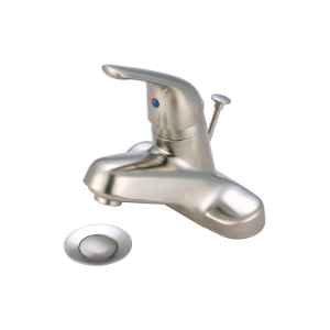 OLYMPIA L-6162-BN Elite Lavatory Faucet, PVD Brushed Nickel, 1 Handle, Brass Pop-Up Drain, 1.2 gpm Flow Rate