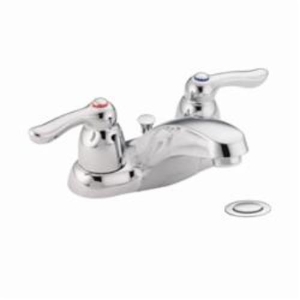 Moen® 4925 Chateau® Centerset Bathroom Faucet, Polished Chrome, 2 Handles, Metal Pop-Up Drain, 1.5 gpm Flow Rate