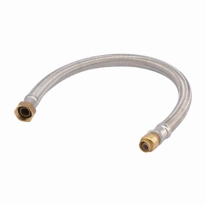 SharkBite™ U3088FLEX24LF Flexible Braided Water Heater Connector, 3/4 in, FNPT x SB, 24 in L, 200 psi, Stainless Steel