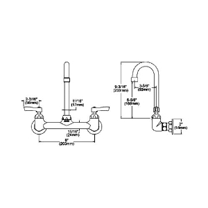 Elkay® LK940GN04L2H Scrub/Handwash Faucet, 1.5 gpm Flow Rate, 8 in Center, Gooseneck Spout, Polished Chrome, 2 Handles