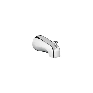 Hansgrohe 06501000 IP Tub Spout With Diverter, 5 in L, 1/2 in NPT Connection, Brass, Polished Chrome, Commercial
