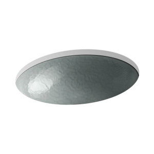 Kohler® 2741-G8-B11 Whist® Bathroom Sink, Oval Shape, 19 in W x 16-1/8 in D x 5-3/8 in H, Undermount, Glass, Ice