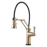 Brizo® 64225LF-GL Artesso® Dual-Jointed Articulating Kitchen Faucet, 1.8 gpm Flow Rate, 360 deg Swivel Spout, Luxe Gold, 1 Handle