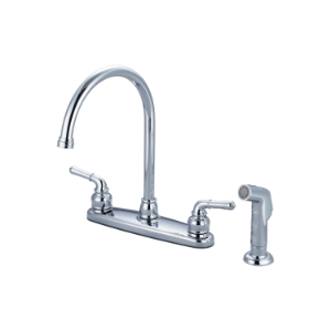 OLYMPIA K-5342 Kitchen Faucet, Accent, 1.5 gpm Flow Rate, 8 in Center, Gooseneck Spout, Polished Chrome, 2 Handles