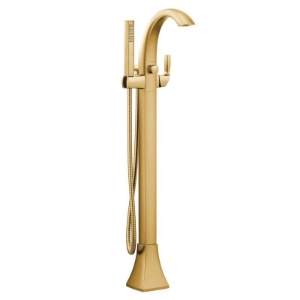 Moen® 695BG Floor Mount Tub Filler Faucet, Voss™, 1.75 gpm, Brushed Gold, 1 Handle