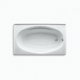 Kohler® 1142-R-0 Bathtub with Integral Flange, ProFlex®, Soaking Hydrotherapy, Oval, 60 in L x 36 in W, Right Drain, White