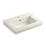 Kohler® 2979-1-96 Tresham® Bathroom Sink with Overflow Drain, Rectangular Shape, 25-7/16 in W x 19-1/16 in D x 7-7/8 in H, ITB/Vanity Top Mount, Vitreous China, Biscuit