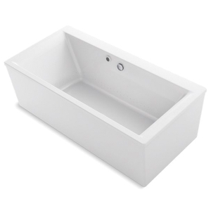Kohler® 6366-W1-0 Stargaze® Bathtub with Bask® Heated Surface and Straight Shroud, Rectangular Shape, 72 in L x 36-1/16 in W, Center Drain, White
