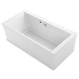 Kohler® 6366-W1-0 Stargaze® Bathtub with Bask® Heated Surface and Straight Shroud, Rectangular Shape, 72 in L x 36-1/16 in W, Center Drain, White
