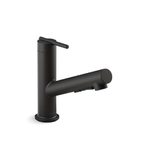 Kohler® 22976-BL Crue™ Kitchen Faucet, 1.5 gpm Flow Rate, Pull-Out Spout, Matte Black, 1 Handle, 1/3 Faucet Holes