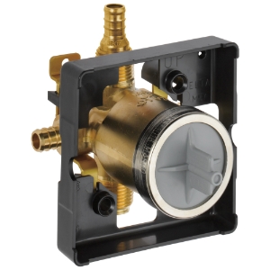 DELTA® R10000-PFS-PX MultiChoice® Universal Prefab Shower Rough-In Valve Body, 1/2 in PEX Crimp Inlet x 1/2 in PEX Crimp Outlet, Forged Brass Body