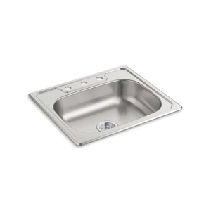 Sterling® 14631-3-NA Kitchen Sink With SilentShield® Technology, Middleton®, Luster, Rectangle Shape, 3 Faucet Holes, 25 in L x 22 in W x 6 in H, Top Mount, 20 ga Stainless Steel