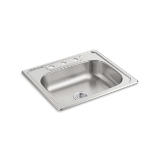 Sterling® 14631-3-NA Kitchen Sink with SilentShield® Technology, Middleton®, Luster, Rectangle Shape, 3 Faucet Holes, 25 in L x 22 in W x 6 in H, Top Mount, 20 ga Stainless Steel