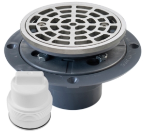 Sioux Chief 821-T200PSR Shower Pan Drain with Ring and Strainer, 2 in, Solvent Weld, 4-7/16 in Grid, PVC Drain