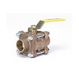 Milwaukee Valve 17823 BA-350 3-Piece Ball Valve With Handle, 3/4 in Nominal, Solder End Style, Bronze Body, Full Port, RPTFE Softgoods, Domestic