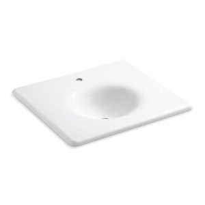 Kohler® 3048-1-0 Iron/Impressions® 1-Piece Bathroom Sink, Round Shape, 25-5/8 in W x 22-1/4 in D x 6-1/2 in H, ITB/Vanity Top Mount, Enameled Cast Iron, White