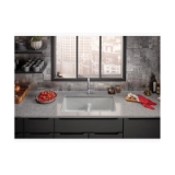Kohler® 5312-0 Iron/Tones® Kitchen Sink, Rectangular Shape, 33 in W x 18-3/4 in D x 9-5/8 in H, Top/Undermount, Enameled Cast Iron, White