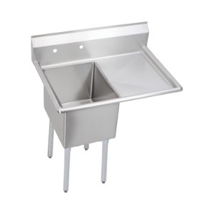 Elkay® E1C16X20-R-18X Economy Scullery Sink, 36.5 in L x 25.8 in W x 43.8 in H, Floor Mounting, 18 ga Stainless Steel, 1 Bowls, 1, Right Drainboards, 9 in Backsplash