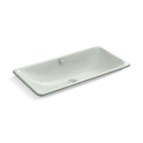 Kohler® 20212-W-FF Iron Plains® Trough Bathroom Sink with Overflow Drain and White Painted Underside, Rectangular Shape, 30 in W x 15-5/8 in D x 6-11/16 in H, Vessel/Drop-In/Undermount, Enameled Cast Iron, Sea Salt™