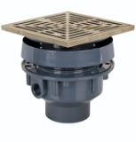 Sioux Chief FinishLine™ 832-25PNQ Adjustable Floor Drain Complete Assembly with Ring and Strainer, 2 x 3 in Outlet, Hub Connection, 5-7/8 in Grid, PVC Drain