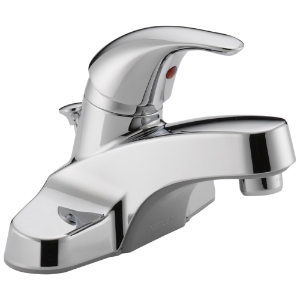 Peerless® P136LF Centerset Lavatory Faucet, Polished Chrome, 1 Handle, Plastic Pop-Up Drain, 1.2 gpm Flow Rate