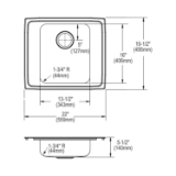 Elkay® DRKAD2220554 Lustertone™ Classic Classroom Sink, Rectangle Shape, 19-1/2 in W x 5-1/2 in D x 22 in H, Top Mounting, Stainless Steel