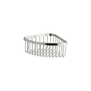 Medium Corner Shower Basket, 3 in H x 6-1/4 in W x 6-1/4 in D, Polished Stainless Steel, Brushed Stainless Steel