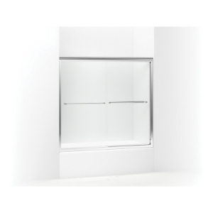 Sterling® 5425-59S-G05 5400 Sliding Bath Door With CleanCoat® Technology, Finesse®, Frameless Frame, Tempered Glass, Silver with Smooth/Clear Glass Texture, 1/4 in THK Glass, 51-5/16 in H Opening, 54-5/8 to 59-5/8 in W Opening