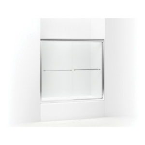 Sterling® 5425-59S-G05 5400 Sliding Bath Door with CleanCoat® Technology, Finesse®, Frameless Frame, Tempered Glass, Silver with Smooth/Clear Glass Texture, 1/4 in THK Glass, 51-5/16 in H Opening, 54-5/8 to 59-5/8 in W Opening