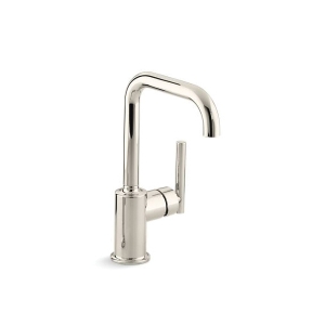 Kohler® 7509-SN Purist® Contemporary Kitchen Sink Faucet, 1.8 gpm Flow Rate, High-Arc Swivel Spout, Vibrant® Polished Nickel, 1 Handle