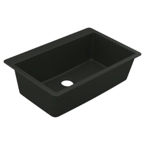 Moen® GGB3026B Sink, 33 in L x 20 in W x 9.43 in D, Undermount/Drop-In Mount, Granite, Black