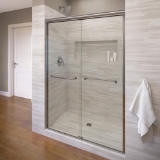 Basco® 4500-60CL Sliding Shower Door, Frameless Frame, Clear Glass, Silver, 1/4 in THK Glass, Infinity™
