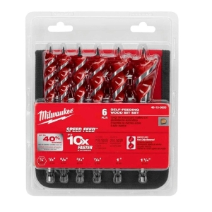 Milwaukee® Speed Feed™ 48-13-0600 Wood Drill Bit Set, 6 Pieces