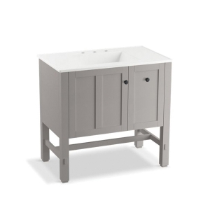 Kohler® 5288-1WT Tresham® Vanity, 34-1/2 in OAH x 36 in OAW x 22 in OAD, Freestanding Mount, Mohair Grey Cabinet