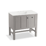 Kohler® 5288-1WT Tresham® Vanity, 34-1/2 in OAH x 36 in OAW x 22 in OAD, Freestanding Mount, Mohair Grey Cabinet