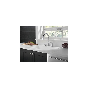 DELTA® 16970-SD-DST Kate® Kitchen Faucet, 1.8 gpm Flow Rate, Chrome, 1 Handle, 3 Faucet Holes, Function: Traditional, Commercial